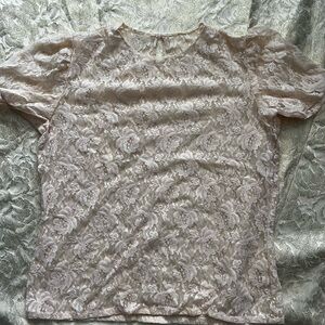 Elegant Lace Floral Top - Cream